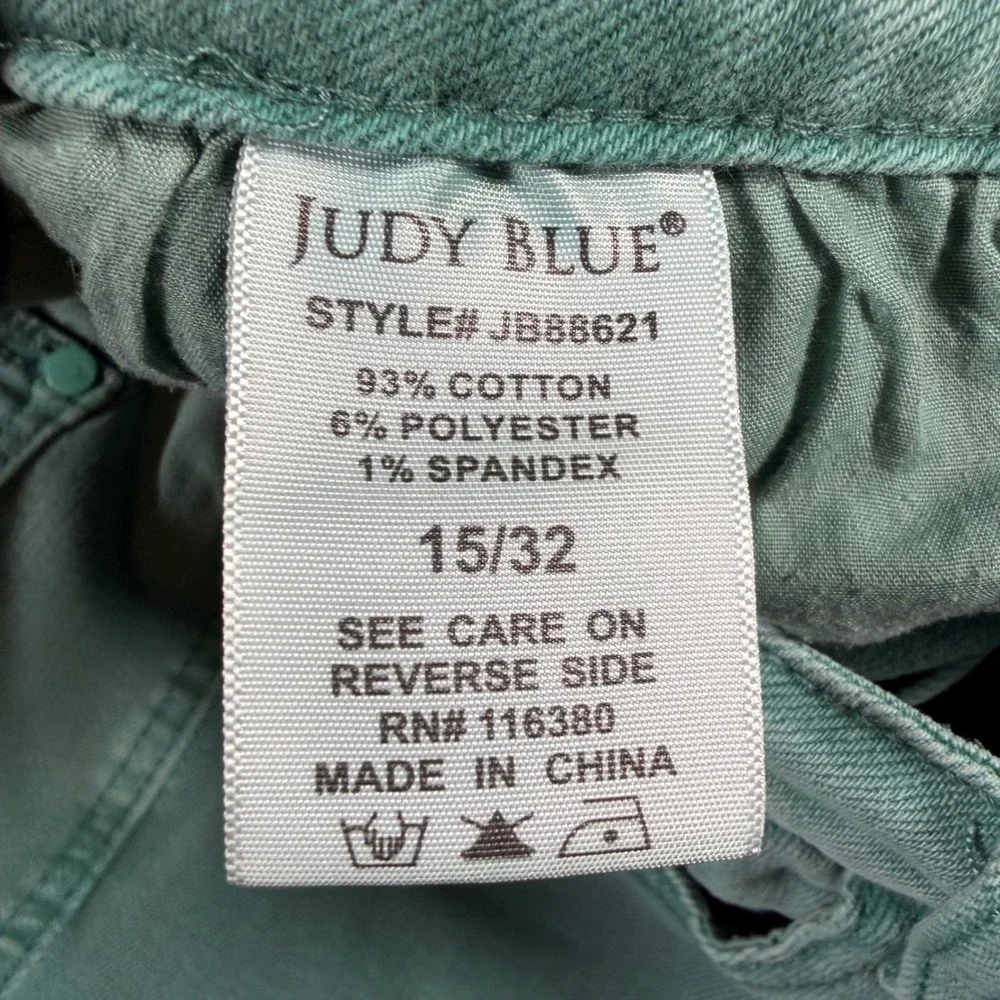 Judy Blue Wide Leg Jean Women 15/32 (FITS 32x31) Sage Green Garment Dyed JB88621